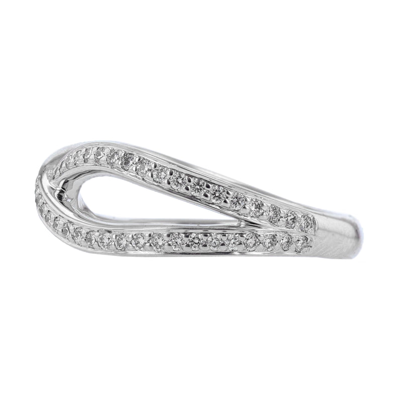 18K White Gold Diamond Criss Cross Ring - Nazarelle