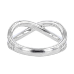 18K White Gold Diamond Criss Cross Ring - Nazarelle