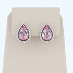 14K White and Rose Gold Pear Shape Morganite Stud Earrings - Nazarelle