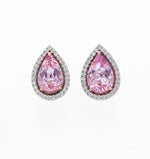14K White and Rose Gold Pear Shape Morganite Stud Earrings - Nazarelle