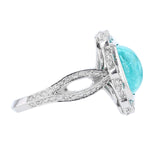 18K White Gold 6.62 Carat Cabachon Paraiba Tourmaline and Diamond Ring - Nazarelle