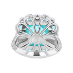 18K White Gold 6.62 Carat Cabachon Paraiba Tourmaline and Diamond Ring - Nazarelle