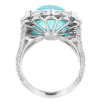 18K White Gold 6.62 Carat Cabachon Paraiba Tourmaline and Diamond Ring - Nazarelle