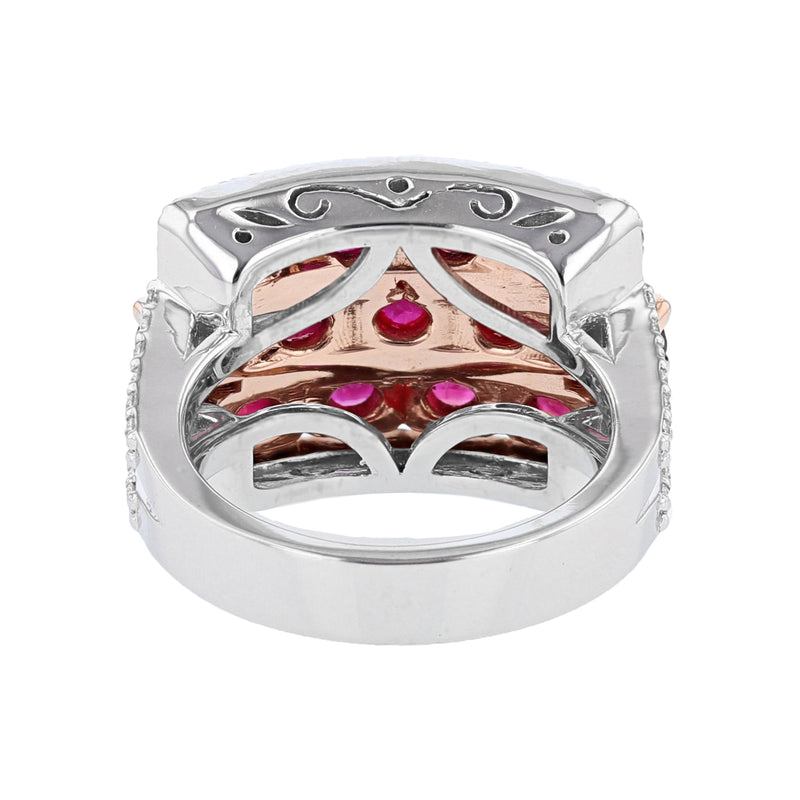 14K White and Rose Gold Ruby and Diamond Ring - Nazarelle